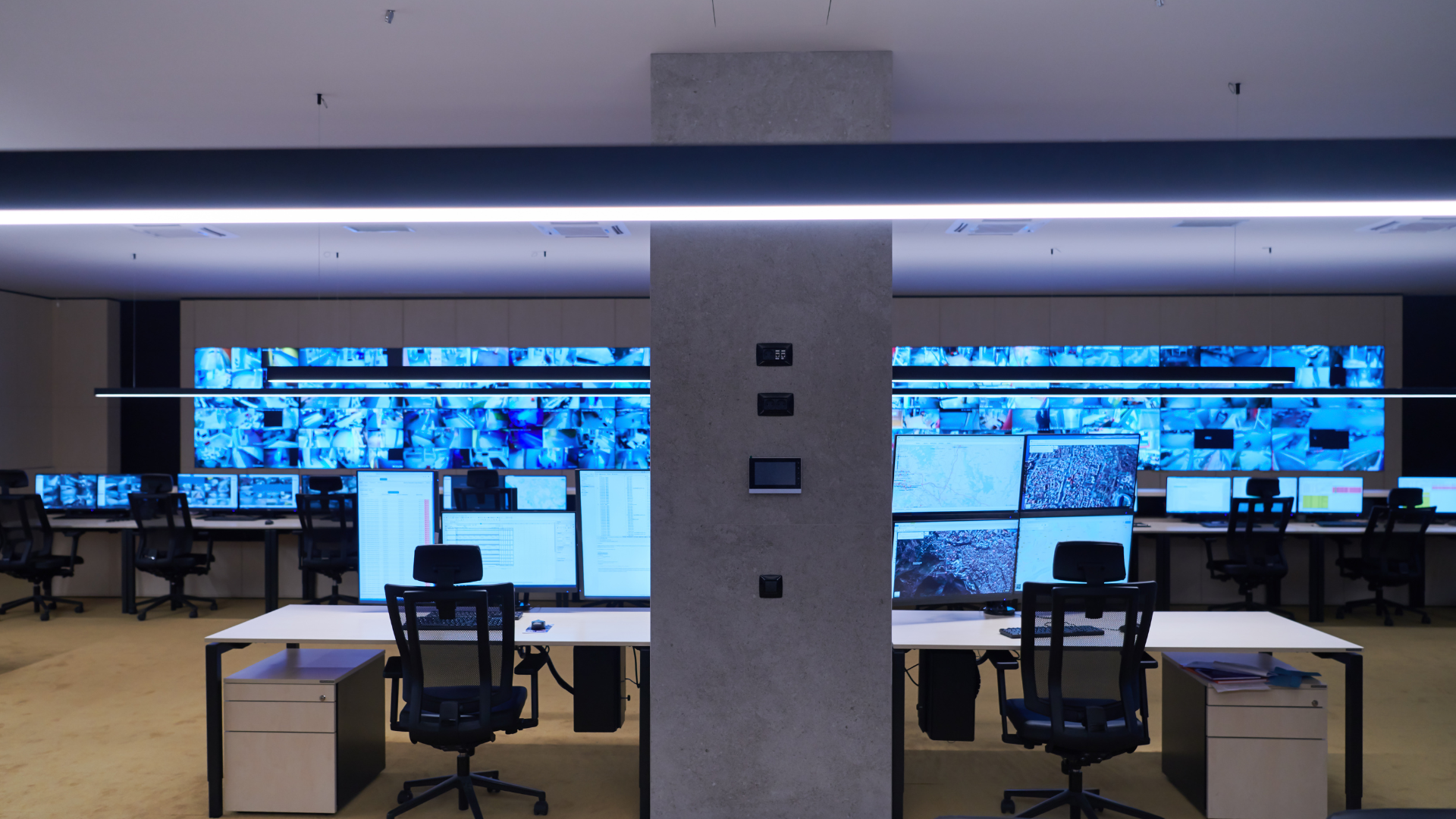 Operators monitoring CCTV and alarm systems